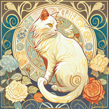 Load image into Gallery viewer, White Cat And Rose 30*30CM (canvas) Full Round Drill Diamond Painting
