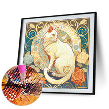 Load image into Gallery viewer, White Cat And Rose 30*30CM (canvas) Full Round Drill Diamond Painting
