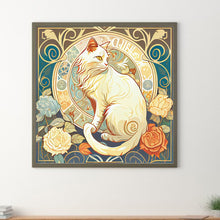 Load image into Gallery viewer, White Cat And Rose 30*30CM (canvas) Full Round Drill Diamond Painting
