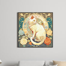 Load image into Gallery viewer, White Cat And Rose 30*30CM (canvas) Full Round Drill Diamond Painting
