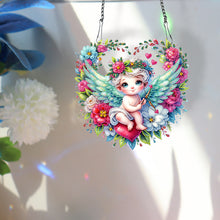 Load image into Gallery viewer, Single Side Wreath Angel Diamond Painting Hanging Pendant Wall Decor(Green Wing)
