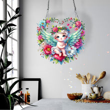 Load image into Gallery viewer, Single Side Wreath Angel Diamond Painting Hanging Pendant Wall Decor(Green Wing)
