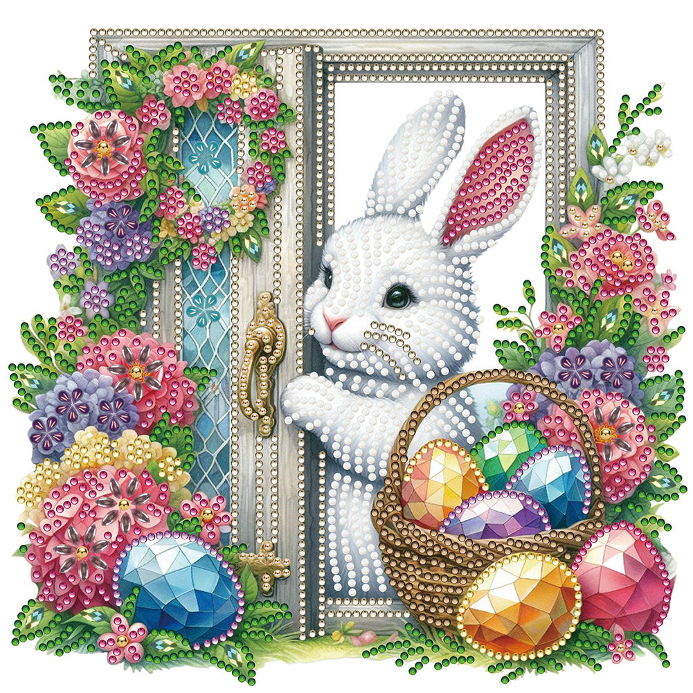 Garden Rabbit 30*30CM (canvas) Partial Special-Shaped Drill Diamond Painting