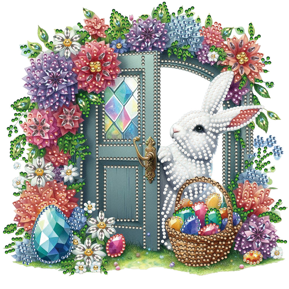 Garden Rabbit 30*30CM (canvas) Partial Special-Shaped Drill Diamond Painting