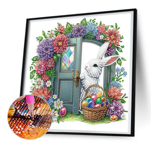 Garden Rabbit 30*30CM (canvas) Partial Special-Shaped Drill Diamond Painting