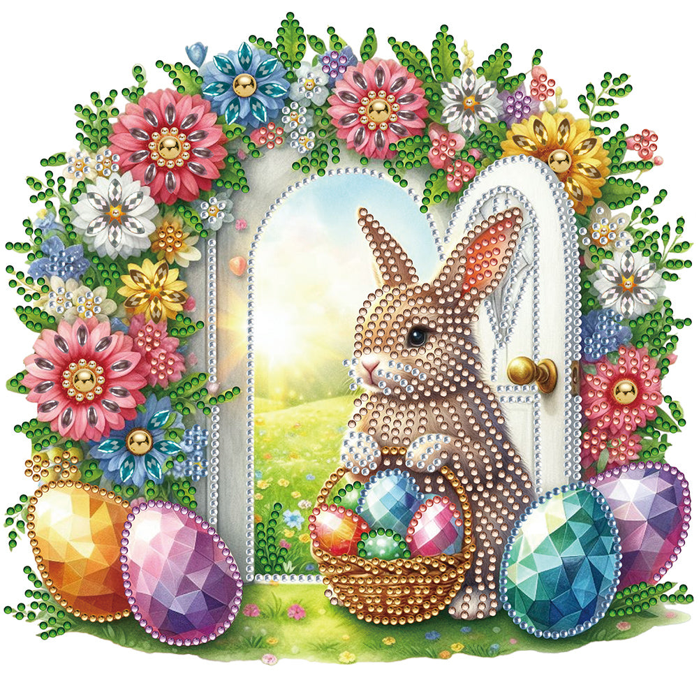 Garden Rabbit 30*30CM (canvas) Partial Special-Shaped Drill Diamond Painting