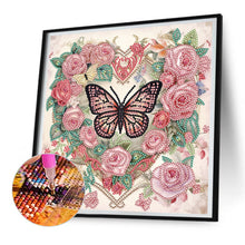 Load image into Gallery viewer, Love Butterfly Rose 30*30CM (canvas) Partial Special-Shaped Drill Diamond Painting
