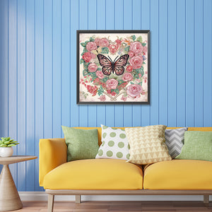 Love Butterfly Rose 30*30CM (canvas) Partial Special-Shaped Drill Diamond Painting