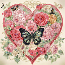 Load image into Gallery viewer, Love Butterfly Rose 30*30CM (canvas) Partial Special-Shaped Drill Diamond Painting
