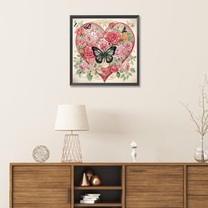 Love Butterfly Rose 30*30CM (canvas) Partial Special-Shaped Drill Diamond Painting