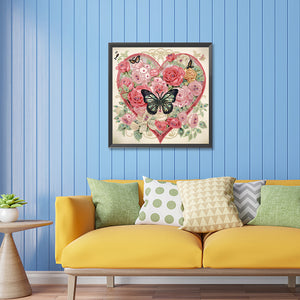 Love Butterfly Rose 30*30CM (canvas) Partial Special-Shaped Drill Diamond Painting