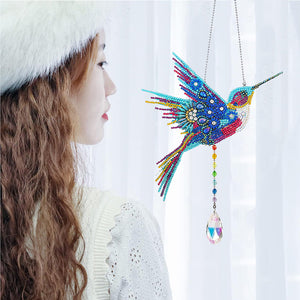 Animal Wind Chimes Hummingbird Diamond Crystal Painting Ornaments Art Wall Decor