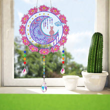 Load image into Gallery viewer, Animal Wind Chimes Cat Flower on Moon Diamond Crystal Painting Home Ornament
