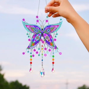 Animal Wind Chimes Butterfly Flower Diamond Crystal Painting Ornament Wall Decor