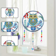 Load image into Gallery viewer, Animal Wind Chimes Mysterious Owl On Branch Diamond Crystal Painting Ornament
