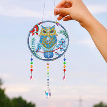 Load image into Gallery viewer, Animal Wind Chimes Mysterious Owl On Branch Diamond Crystal Painting Ornament
