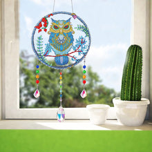 Load image into Gallery viewer, Animal Wind Chimes Mysterious Owl On Branch Diamond Crystal Painting Ornament
