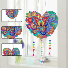 Load image into Gallery viewer, Flower Wind Chimes Heart Diamond Crystal Painting Ornaments for Home Wall Decor
