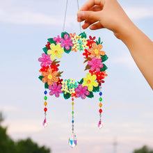 Load image into Gallery viewer, Flower Wind Chimes Wreath Diamond Crystal Painting Ornament for Home Wall Decor
