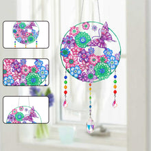 Load image into Gallery viewer, Flower Wind Chimes Flower Butterfly Diamond Crystal Painting Ornament Wall Decor
