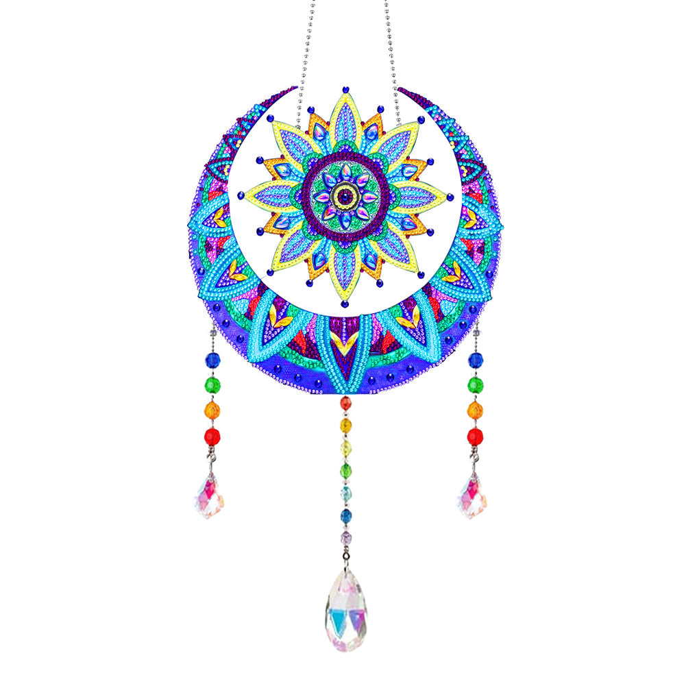 Wind Chimes Exquisite Sun Moon Crystal Diamond Painting Ornaments Wall Decor