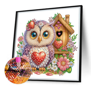 Rose Owl House 30*30CM (canvas) Partial Special-Shaped Drill Diamond Painting