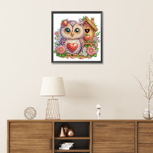 Rose Owl House 30*30CM (canvas) Partial Special-Shaped Drill Diamond Painting