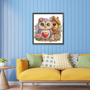 Rose Owl House 30*30CM (canvas) Partial Special-Shaped Drill Diamond Painting