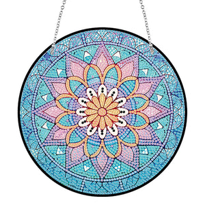 Acrylic Single-Sided Diamond Art Hanging Pendant Office Decor (Mandala Flower 1)