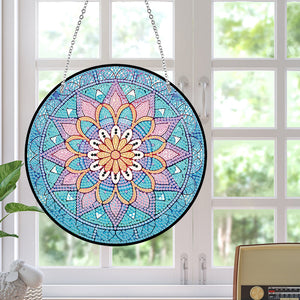 Acrylic Single-Sided Diamond Art Hanging Pendant Office Decor (Mandala Flower 1)