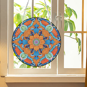 Acrylic Single-Sided Diamond Art Hanging Pendant Office Decor (Mandala Flower 2)