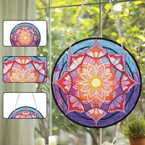 Acrylic Single-Sided Diamond Art Hanging Pendant Office Decor (Mandala Flower 3)