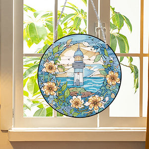 Acrylic Single-Sided Diamond Painting Hanging Pendant Office Decor (Lighthouse)