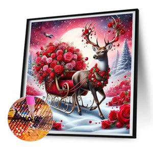 Elk Rose 30*30CM (canvas) Full Round Drill Diamond Painting