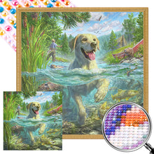 Load image into Gallery viewer, Labrador Dog Swimming 40*40CM (canvas) Full AB Round Drill Diamond Painting
