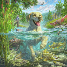 Load image into Gallery viewer, Labrador Dog Swimming 40*40CM (canvas) Full AB Round Drill Diamond Painting
