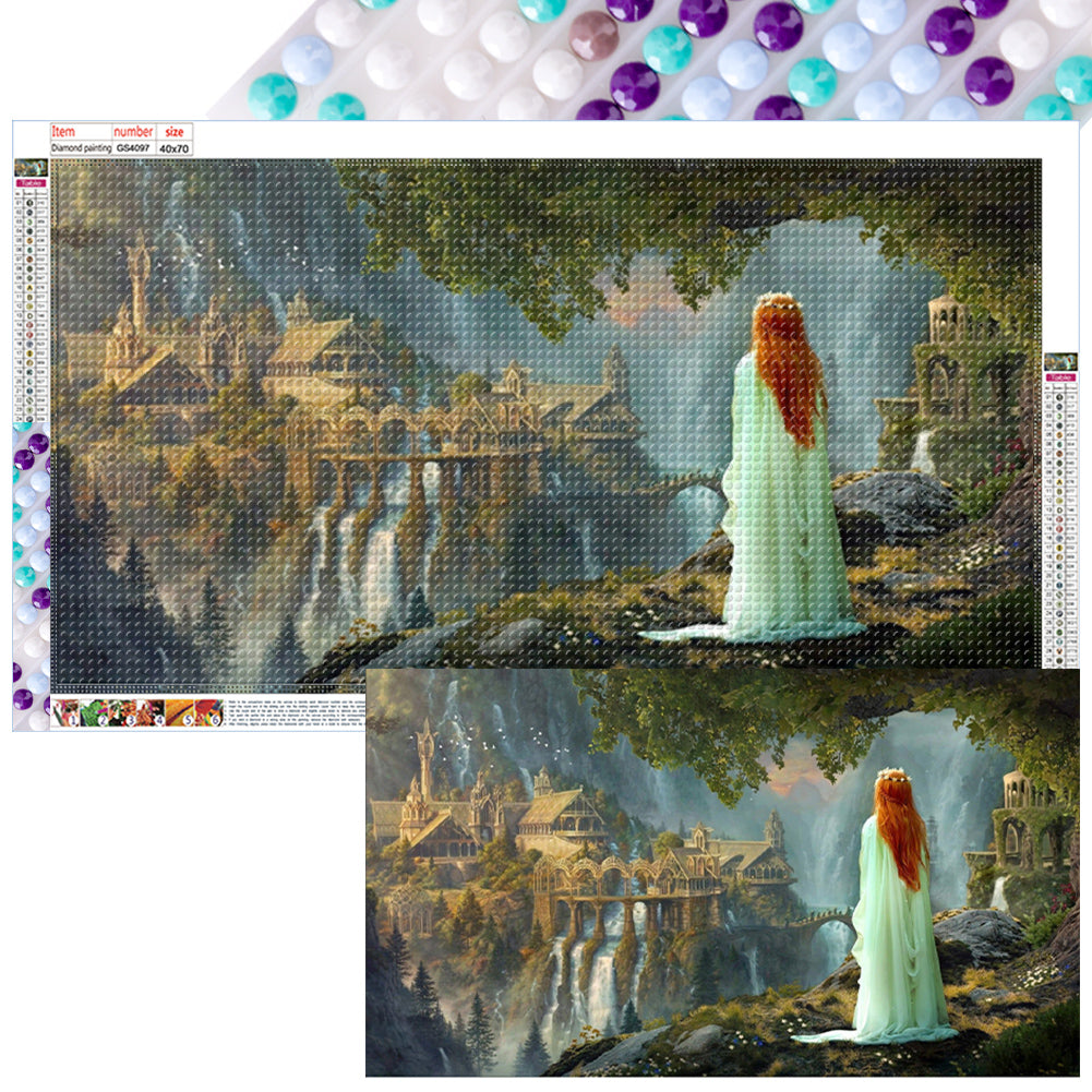 Castle And Princess 70*40CM (canvas) Full Round Drill Diamond Painting