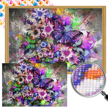 Load image into Gallery viewer, Purple Butterfly And Flower 60*40CM (canvas) Full AB Round Drill Diamond Painting
