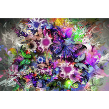 Load image into Gallery viewer, Purple Butterfly And Flower 60*40CM (canvas) Full AB Round Drill Diamond Painting
