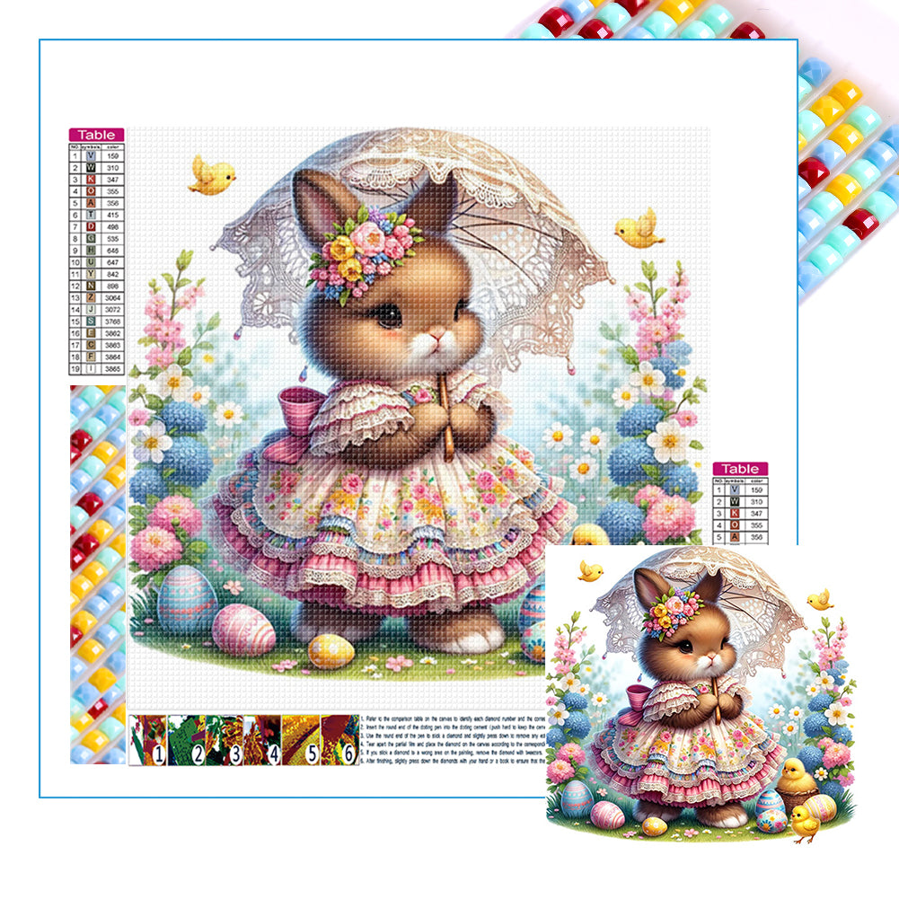 Spring Garden Rabbit 40*40CM (canvas) Full Square Drill Diamond Painting