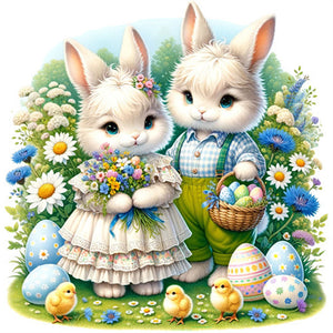 Spring Garden Rabbit 40*40CM (canvas) Full Square Drill Diamond Painting