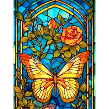 Load image into Gallery viewer, Butterfly And Flower Glass Painting 30*40CM (canvas) Full Round Drill Diamond Painting
