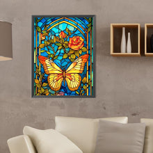 Load image into Gallery viewer, Butterfly And Flower Glass Painting 30*40CM (canvas) Full Round Drill Diamond Painting
