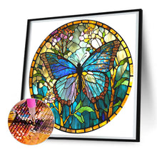 Load image into Gallery viewer, Butterfly Stained Glass 30*30CM (canvas) Full Round Drill Diamond Painting
