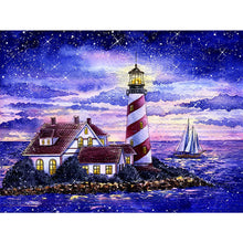Load image into Gallery viewer, Crossing The Sea Lighthouse 40*30CM (canvas) Full Round Drill Diamond Painting
