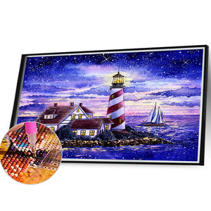 Crossing The Sea Lighthouse 40*30CM (canvas) Full Round Drill Diamond Painting