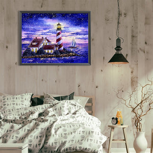 Crossing The Sea Lighthouse 40*30CM (canvas) Full Round Drill Diamond Painting