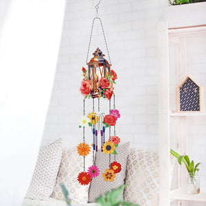 Double Side Wind Chime Diamond Art Hanging Pendant for Home Decor (Rose Lantern)