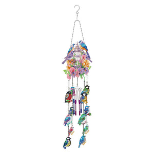 Double Side Wind Chime Diamond Art Hanging Pendant for Home Decor (Flower Bird)