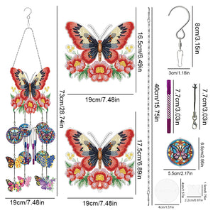 Double Side Wind Chime Diamond Art Hanging Pendant Home Decor (Flower Butterfly)